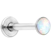 Body Candy Steel 3mm Synthetic White Opal Internally Threaded Labret Monroe Tragus 16 Gauge 5/16