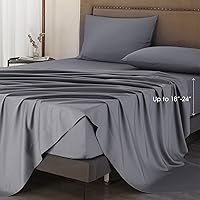 Ivellow 100% Viscose from Bamboo Sheets California King Size, 18-24 Inch Extra Deep Pocket Grey Cal King Bed Sheets 4Pcs, Luxury Cooling Sheets for King Size Bed, Silky Soft, Smooth, Breathable