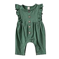 Baby Girl Romper Jumpsuit Infant Summer One-Piece Cotton Outfit Ruffle Sleeveless Bodysuit Playsuit