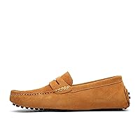 Men Casual Suede Leather Loafers Black Solid Leather Driving Moccasins Gommino Slip On Men Loafers Shoes Male Loafers Big Size (Color : Yellow, Shoe Size : 9.5)