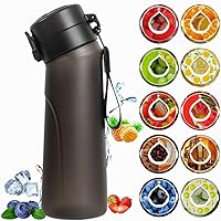 Mskacbfh 2.0 Air Water Bottle With 1 Flavour pods, 650ml Starter Up Set BPA Free Drinking Bottles, Flavour pods Scented 0 Sugar And Water Cup for Gift (Matte Black+1 Random Pod)