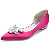 Womens Rhinestones Flats Black Flat D Orsay Shoes Pointed Toe Slip On Wedding Bridal Pumps Rose US 6 Rose US 9
