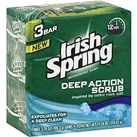 Irish Spring Deep Action Smoothening,Moisturizing,Exfoliating Scrub Bar Soap 3 Pack