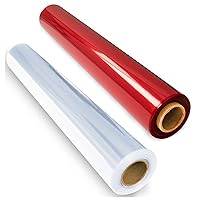 FIESTA WRAPS Clear Cellophane Wrap Roll (31.5 in x 110 ft each) and Red Cellophane Wrap (16 in x 200 ft each) Christmas Cellophane Wrap Bundle