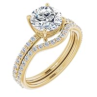 10K/14K/18K Solid Yellow Gold Handmade Engagement Ring 3.0 CT Round Cut Moissanite Diamond Solitaire Wedding/Bridal Ring Set for Women/Her Propose Ring