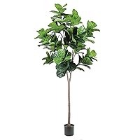 Realead Faux Fiddle Leaf Fig Tree 7ft - Tall Green Silk Fiddle Leaf Artificial Plant with 165 Large Fiddle Leaves - Potted Fake Fig Leaf Tree for Home Office Corner Decor Indoor