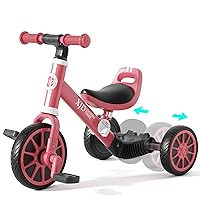 XJD 5 in 1 Kids Tricycles for 12 Month to 3 Years Old Toddler Bike Toddler Tricycle Boys Girls Tricycle for Toddlers 1-3 Baby Bike Infant Trike with Adjustable Seat Height