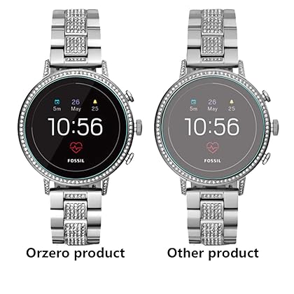 Orzero (3 Pack) For Fossil Women's Gen 4 Q Venture HR Smartwatch Tempered Glass Screen Protector, 2.5D Arc Edges 9 Hardness HD Anti-Scratch Bubble-Free (Lifetime Replacement)