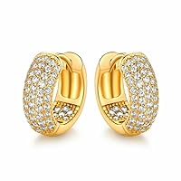 14k Yellow Gold Plated 3ct Round Cut Lab Created Diamond Hoop Earrings For Women & Girl By Elegantbalaji