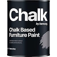 Hemway Matte Shabby Chic Chalk Based Furniture Paint 1L Storm Grey Suitable for Interior Furniture, Wardrobes, Shelves, Tables and Chairs, Quick Drying Chalky Finish Smooth Touch