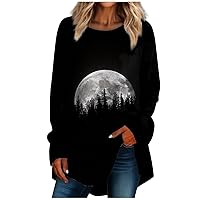 Halloween Oversized Sweatshirt For Women Long Sleeve Shirt Crewneck Pullover Tunic Tops For Teen Girls Loose Fit Dressy Bridesmaid Gifts