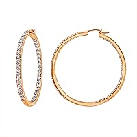 Amazon Collection Platinum or Gold Plated Sterling Silver Inside-Out Hoop Earrings made with Infinite Elements Zirconia