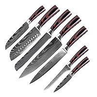7PCS Kitchen Knife Set, Professional Japanese Chef Knives with High Carbon Stainless Steel Ultra, Sharp Chefs Knives with for Cooking Meat, Fruits, Vegetables.