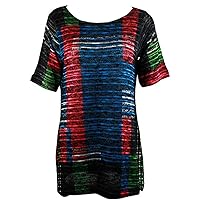Tri Color, Lightweight Boat Neck Short Sleeve Knit Tunic