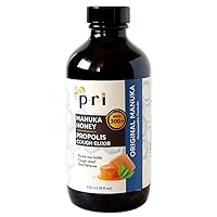 PRI Natural Dry Cough Syrup with Manuka Honey, Propolis, Tea Tree Oil and Vitamin C - Sore Throat & Immune Support, Original Flavor, 8oz