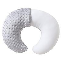 Nursing Pillow and Positioner, Breastfeeding, Bottle Feeding, Baby Sitting Support with Removable Ultra Soft Cover, Tummy Time Support for Baby Boys and Girls (Gray)