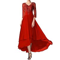 Mother of The Bride Dresses Lace Appliques Chiffon Formal Evening Gowns Long V-Neck Wedding Guest Dresses