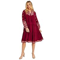 Women's Plus Size Coraline Embroidered Peasant Dress