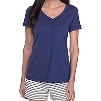 Nautica Womens V Neck T-Shirt,Royal Blue,Medium