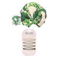 Kitsch Luxury Shower Cap and Matte Snap Clips (Eucalyptus, 4pcs) Bundle with Discount