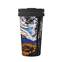Rocky Mountain Range Print Reusable Coffee Cup - Vacuum Insulated Coffee Travel Mug For Hot & Cold Drinks