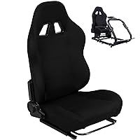 Racing Bucket Seat with Double Locking Slides Cloth Breathable Gaming Seat Adjustable fit Most Racing Wheel Stands(Steering Wheel Stand Not Include)