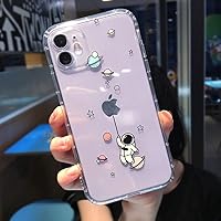 Cute Cartoon Astronaut Phone Case for iPhone 11 13 Pro MAX XS XR X 12 7 8 Plus Clear Soft TPU Shockproof Back Cover,Hanging Space,for iPhone XR