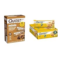 Quest Nutrition Mini Chocolate Chip Cookie Dough Protein Bars, High Protein, Low Carb & Lemon Cake Protein Bars, High Protein, Low Carb, Gluten Free, Keto Friendly