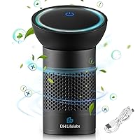 Air Purifiers for Car, Ions Air Purifier for Personal Space, 3-Stage Filter for Allergies Pets, Eliminates 99% Bacteria & Viruses Deodorize Air, USB Powered, Sciaire Portable Black