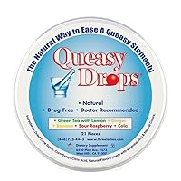 Queasy Drops, Assorted for Queasiness Relief, Green Tea with Lemon, Ginger, Banana, Sour Raspberry, Cola, 21 Count