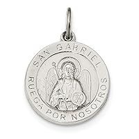 Rhodium-Plated Sterling Silver Spainsh St. Gabriel Medal Pendant (21X19MM)