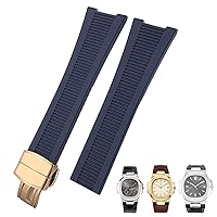 25mm Notch Shape Rubber Silicone Watch Strap Waterproof Watch Bands For PATEK PHILIPPE Nautilus Men Bracelet (Color : 10mm Gold Clasp, Size : 25mm)