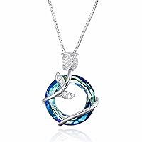 AOBOCO Rose Necklace Jewellery for Women Silver with Swarovski Crystal, Christmas Valentine's Day Gift for Women, Girlfriend