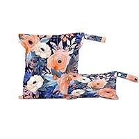 Wet Bags for Swimsuits,2 Pack Colorful Flower Wet Dry Bag with Zipper Pocket Waterproof Rose Flower Wet Clothes Bag for Breast Pump Parts Wet Swimsuit Bag Diaper Wet Bag for Travel Beach