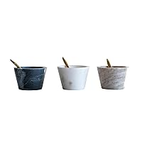 Creative Co-Op Blue, White & Brown Marble Pinch Pots with Brass Spoons (Set of 3 Colors)