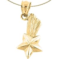 Jewels Obsession Silver Shooting Star Necklace | 14K Yellow Gold-plated 925 Silver Shooting Star Pendant with 18