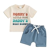 Toddler Baby Boy Summer Clothes Little Dude T-shirt Short Sleeve Tops Solid Color Short Set Infant 2Pcs Outfits