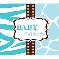 Creative Converting Baby Shower Wild Safari Blue 25 Count Enhanced Invitations