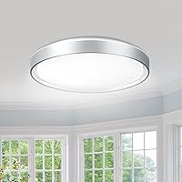 DLLT 35W Crystal Round Flush Mount Ceiling Light, Modern Dimmable LED Close to Ceiling Light Fixture, 16 Inch Silver Ceiling Lamp for Bedroom/Kitchen/Hallway/Living Room, 3000-6000K 5 Color Adjustable