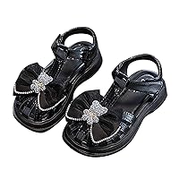 Girls Sandals with Pearls Flowers Leather Shoes Sandals for Little Girls Summer Holiday Beach Shoes Size 94 Cosplay Dance Kids Shoes Junior Kid Sizes Sandal