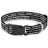 Plastic Clip Collar - Verbiage Sex Positions Black White - Wide-Small 13-18