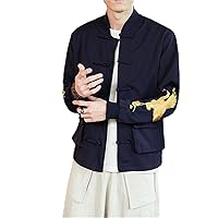 Spring and Autumn Retro Plus Size Jacket for Men Tang Suit with Crane Embroidery