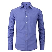 Gentle Men's Dress Shirts Long Sleeve Button Down Shirt with Pocket