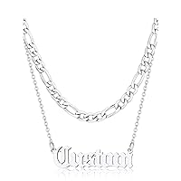 FindChic Custom Name Necklace Personalized Stainless Steel Layered Necklace for Women Girls Gold Plated/Black Name Plate Jewelry Gift for Gf Mom Daughter, with Gift Box