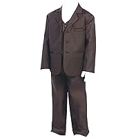 3 Piece 3 Button Formal Dark Brown Boys Suits Set (Jacket+Vest+Pants)