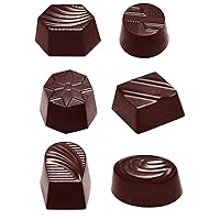 2371 Clear Polycarbonate Chocolate Mold with 6 Different Shapes, Total 36 Cavities