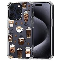 MOSNOVO Compatible with iPhone 15 Pro Case, [Buffertech 6.6 ft Drop Impact] [Anti Peel Off Tech] Clear TPU Bumper Phone Case Cover with Coffee Designed for iPhone 15 Pro 6.1