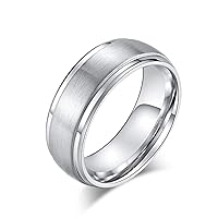 Ahloe Jewelry Titanium Rings for Men Wedding Bands Matte Brushed Stainless Steel Engagement Silver Black Gold Bevel Edge Size 7-13