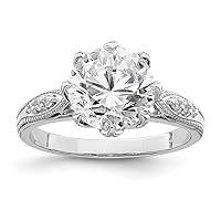 925 Sterling Silver Rhodium Plated 9mm CZ Cubic Zirconia Simulated Diamond Ring Jewelry for Women - Ring Size Options: 6 7 8