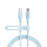 Anker 543 USB C to USB C Cable (240W 6ft), USB 2.0 Bio-Based Charging Cable for iPhone 15/15Pro/15Plus/ 15ProMax, MacBook Pro 2020, iPad Pro 2020, iPad Air 4, Samsung Galaxy S23 (Misty Blue)